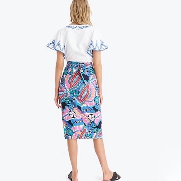 J. Crew *NWT* Women’s 100% Cotton Tie-Back Tulip Skirt, Ratti® Kaleidoscope - Picture 4 of 10